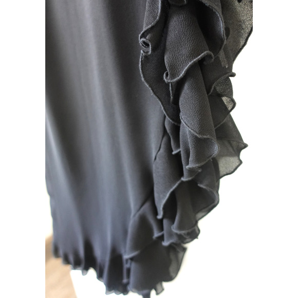 Vintage Cache Skirt 10 Black Asymmetrical Ruffle Midi Maxi Whimsigoth 90s Y2k - Picture 2 of 8